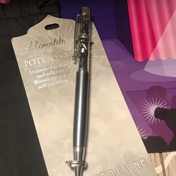 Gemstone Hematite Pen & Heart Bag Charm Gift Set - Picture 7 of 16